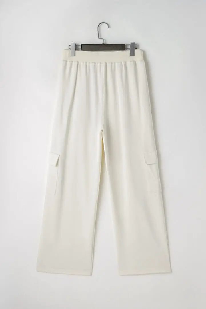 Grateful Threads Boutique Cream Cargo High Waist Casual Sweatpants - Sweatpants