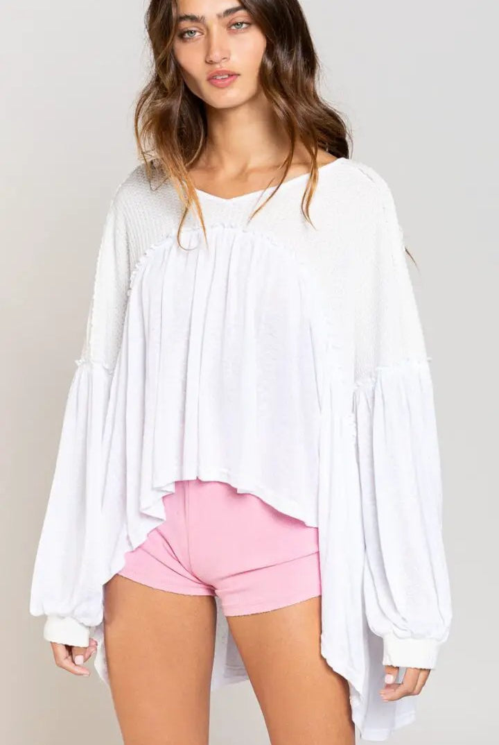 POL POL V-Neck Hi-Low Knit Top - Blouses