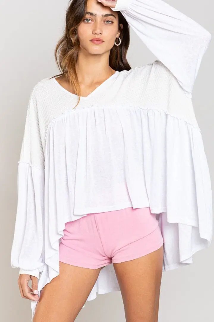 POL POL V-Neck Hi-Low Knit Top - Blouses
