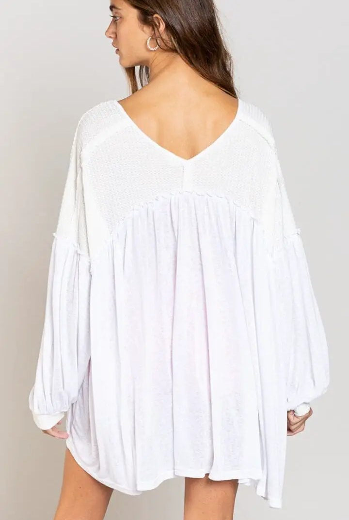 POL POL V-Neck Hi-Low Knit Top - Blouses