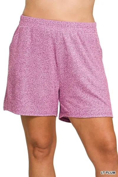 Zenana Zenana Plus Soft Melange Long Sleeve Tee & Shorts Set - Outfit Sets