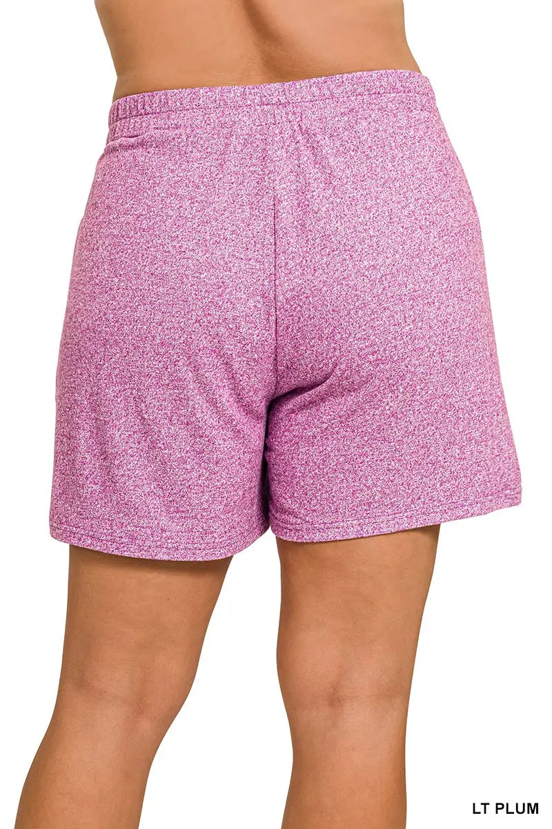 Zenana Zenana Plus Soft Melange Long Sleeve Tee & Shorts Set - Outfit Sets