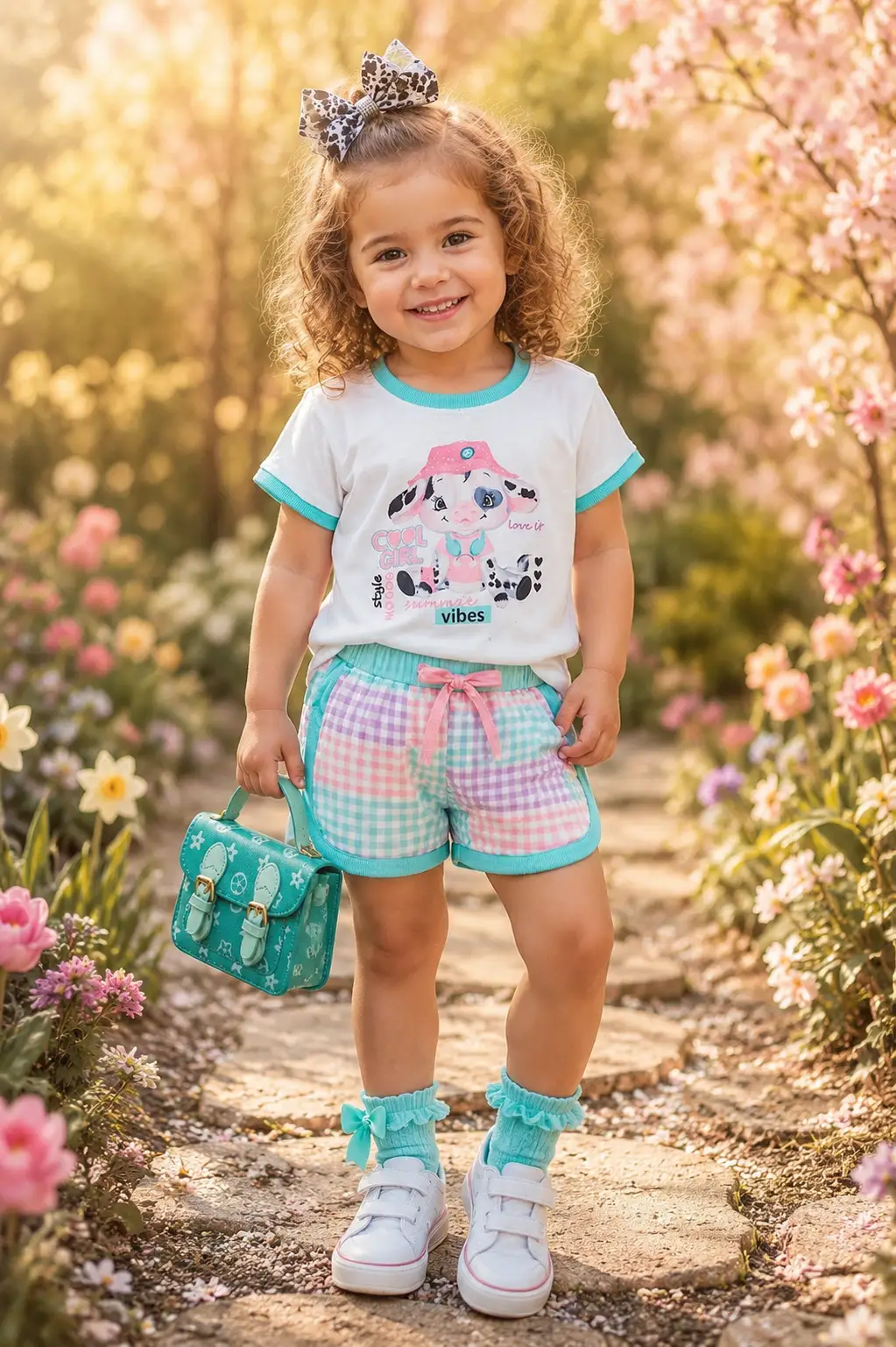 Kids Charm Online The “Cool Girl” Gingham Short Set - Outfit Sets