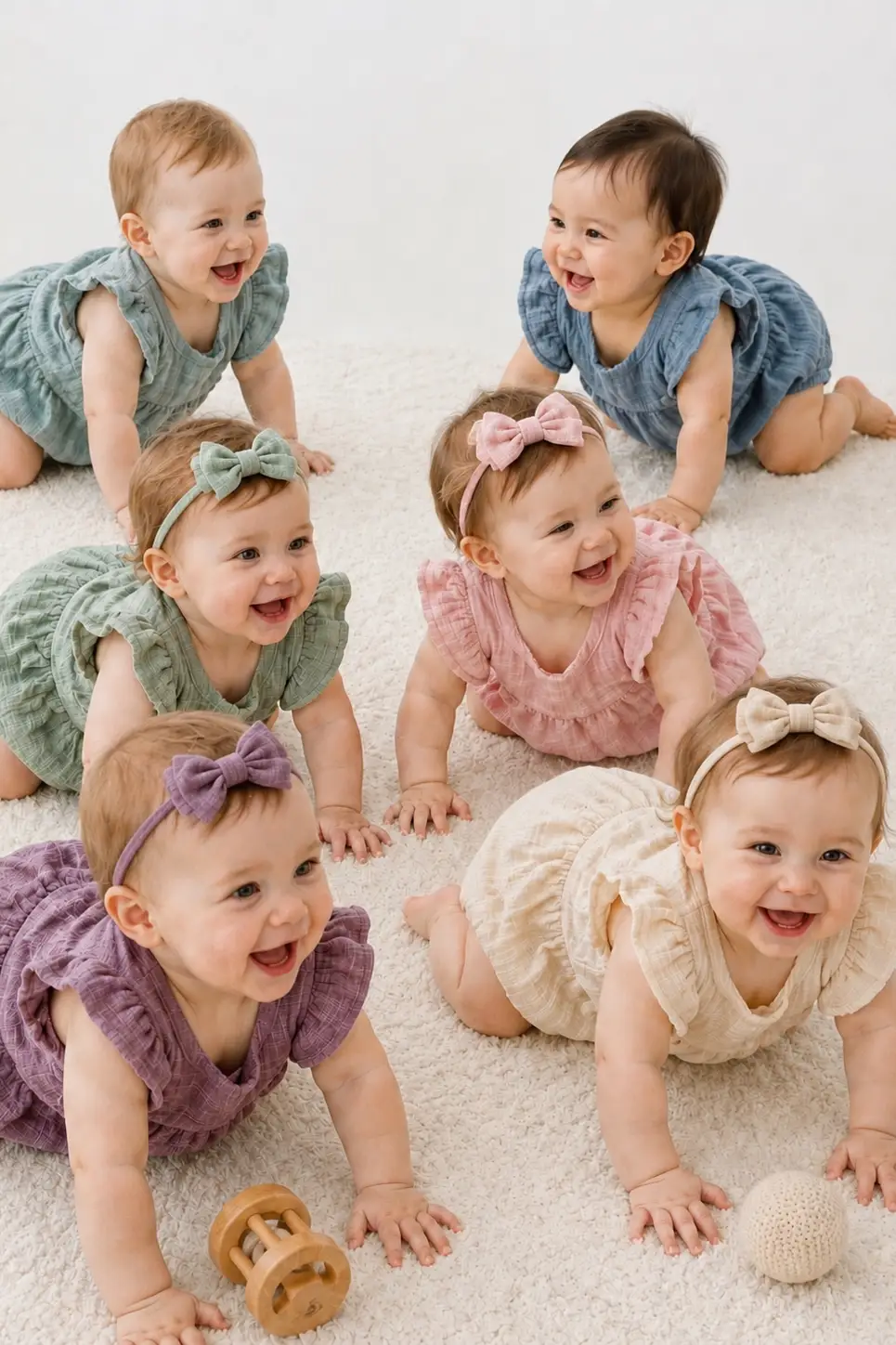 OLIVE & CRADLE The Sweet Pea Ruffle Bubble Romper + Bow Set - Baby One-Pieces