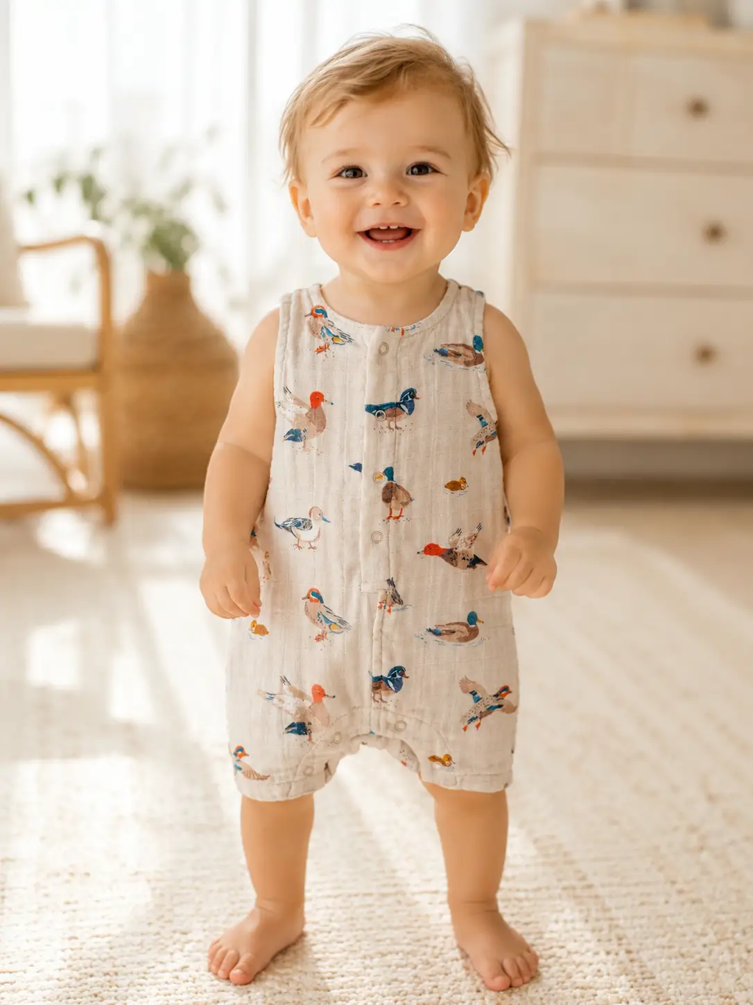 SIIX Collection The Mallard Meadow Shortie Romper - Baby One-Pieces