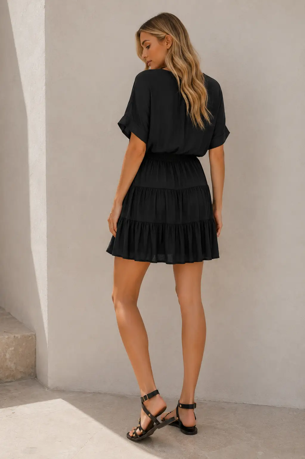 Naked Zebra The Tiered Little Black Dress - Dresses