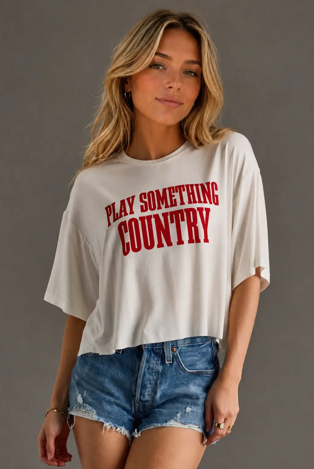 Panache Apparel Co. The Play Something Country Cropped Tee - T-Shirts