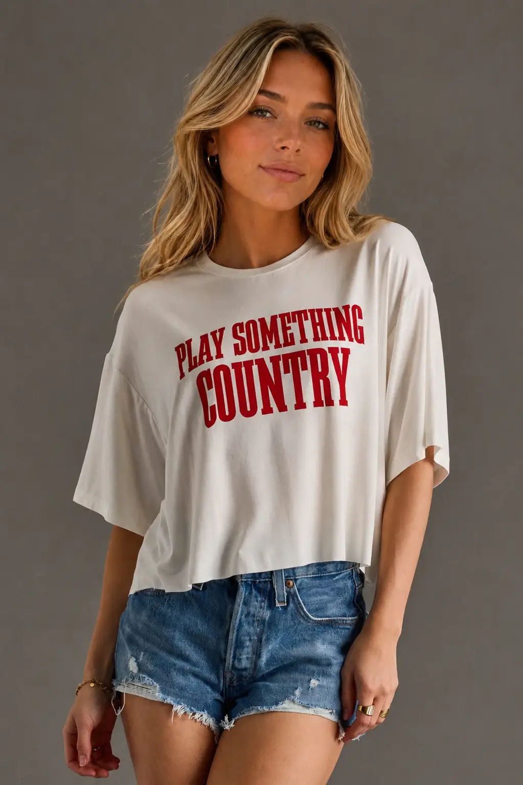 Panache Apparel Co. The Play Something Country Cropped Tee - T-Shirts