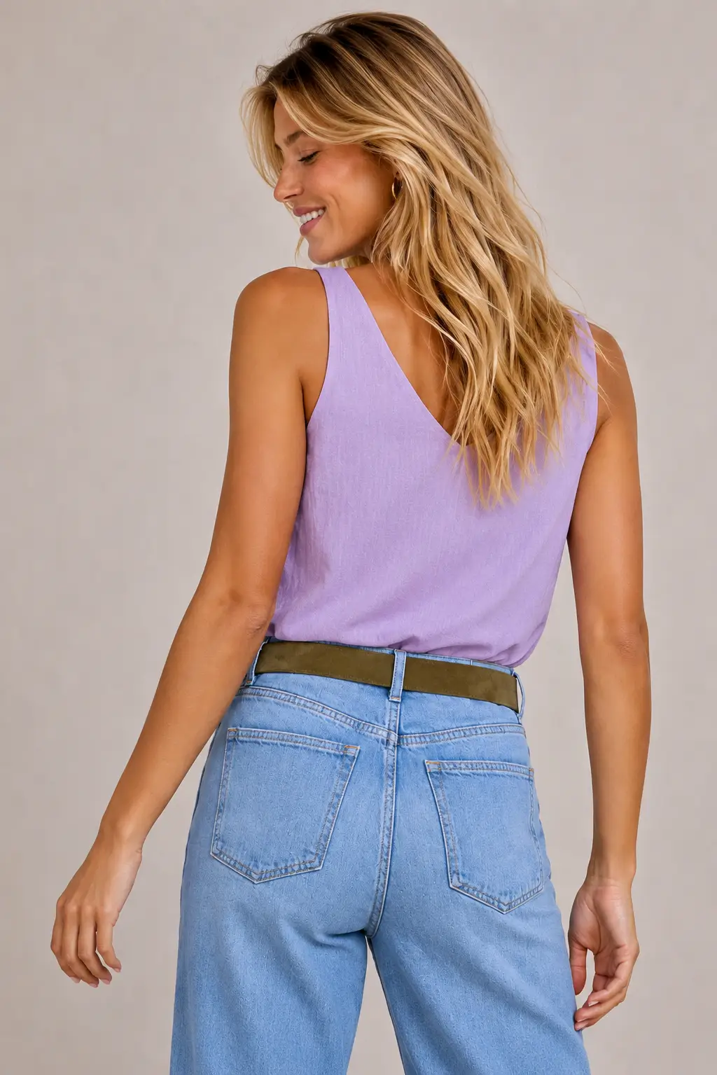 Naked Zebra The Twisted Flower Tank Top: Lavender - Tank Tops