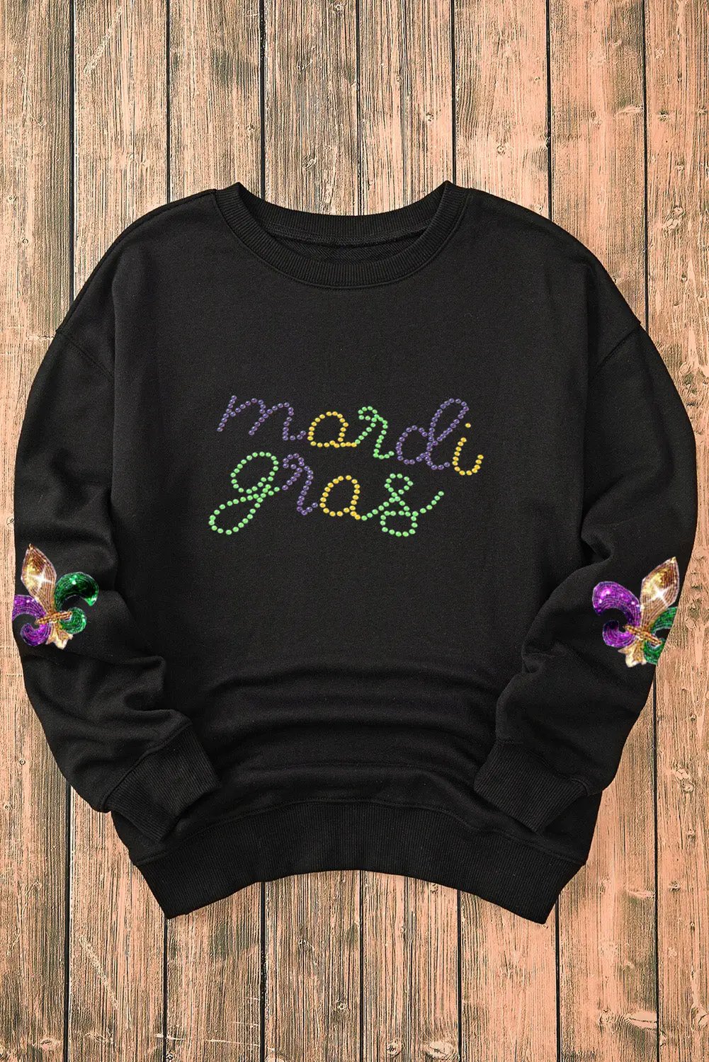 Little Daisy Closet Mardi Gras Sparkle Script Diamond Sweatshirt - Sweatshirts