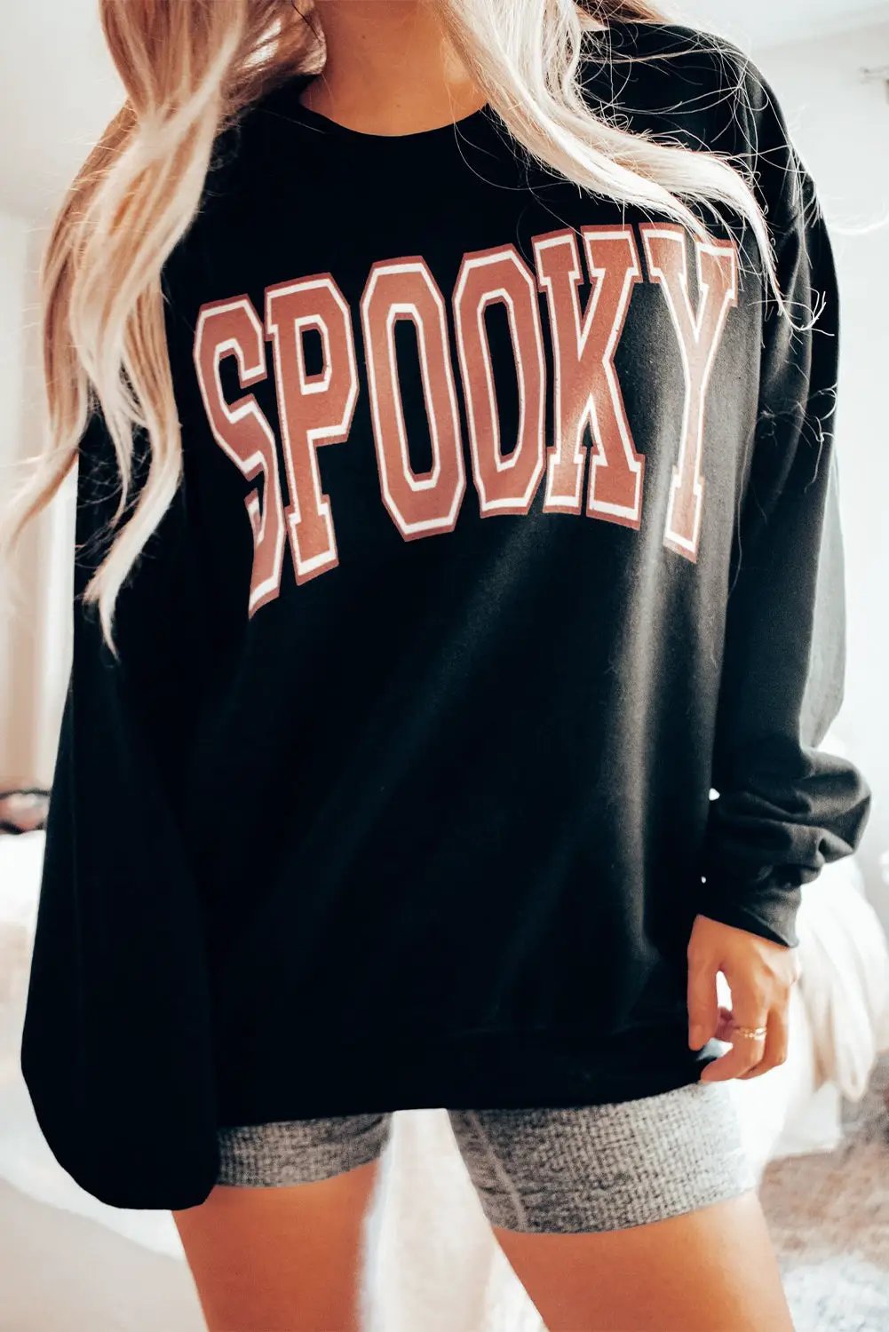 Grateful Threads Boutique Spooky Season Varsity Crewneck Sweatshirt - Sweatshirts
