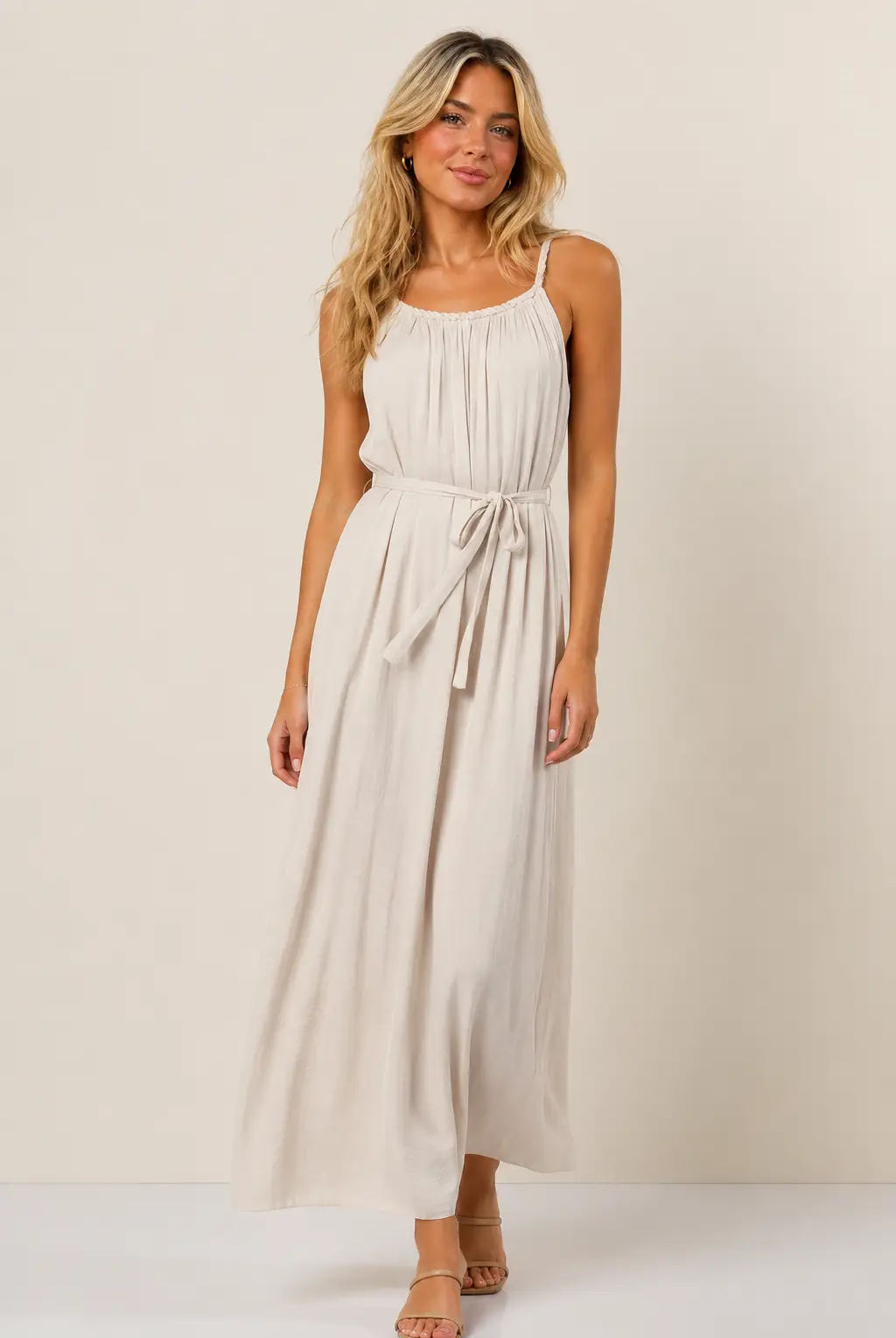 Naked Zebra The Braided Neckline Maxi Dress: Papyrus - Dresses
