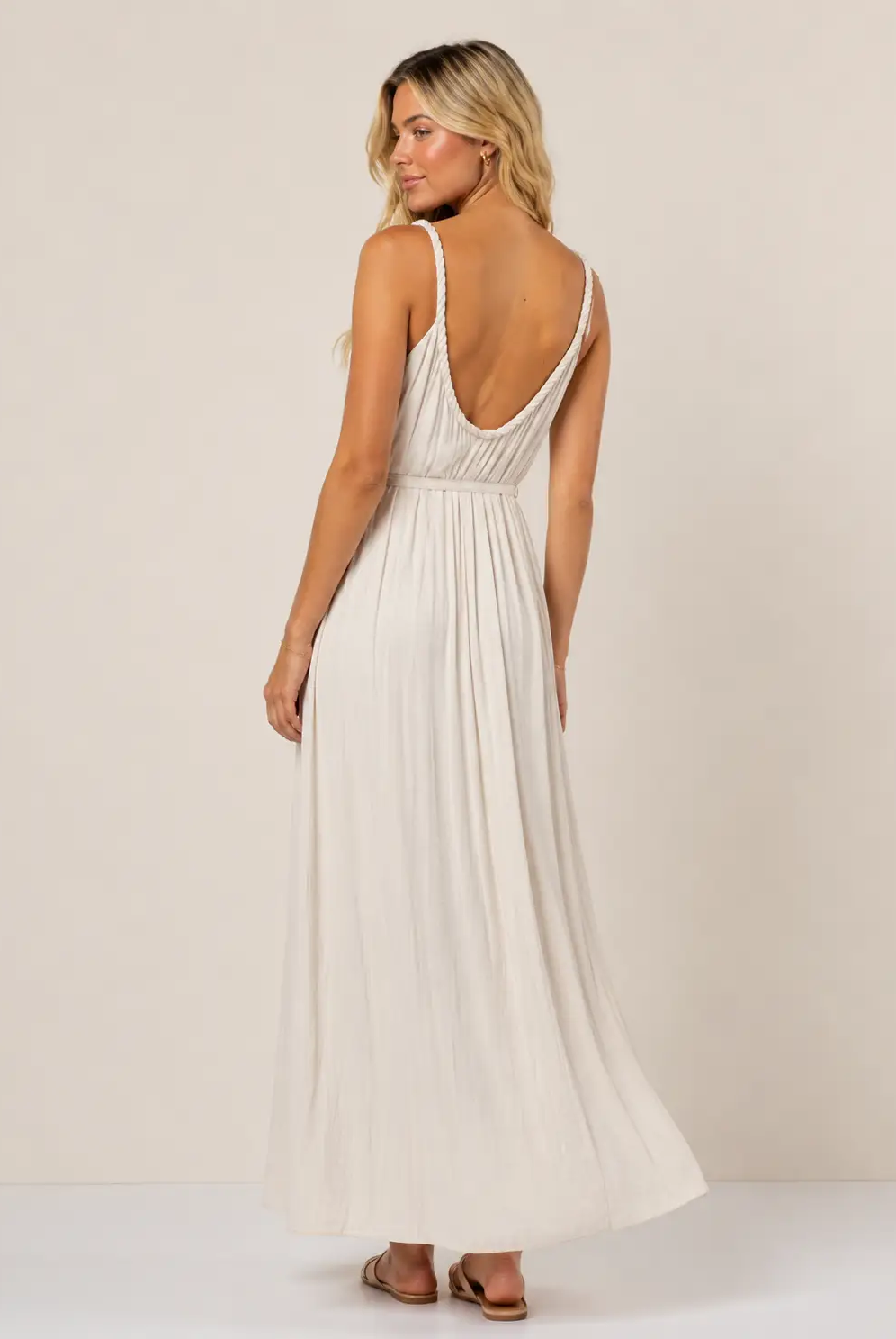 Naked Zebra The Braided Neckline Maxi Dress: Papyrus - Dresses
