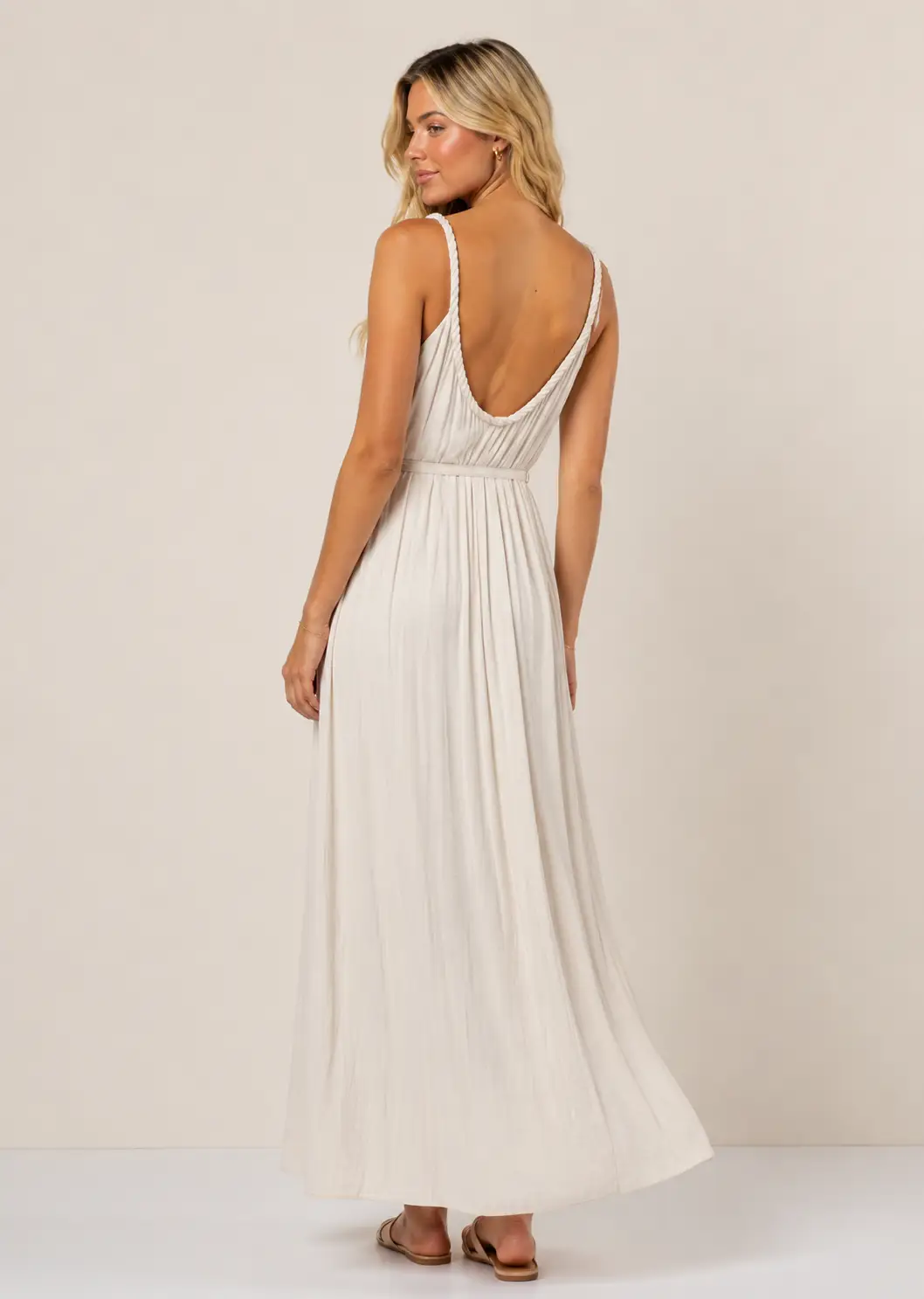 Naked Zebra The Braided Neckline Maxi Dress: Papyrus - Dresses