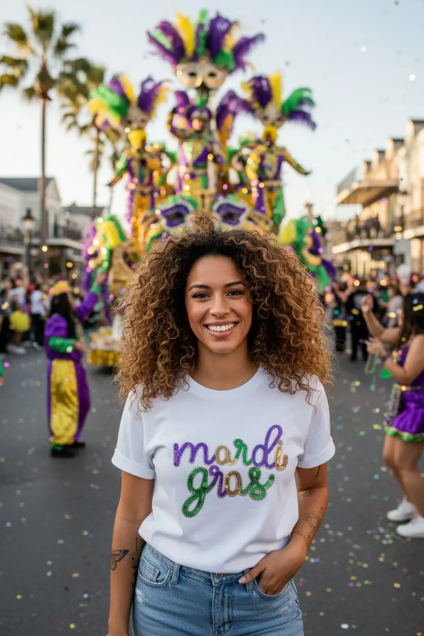Little Daisy Closet Mardi Gras Magic Sequin Letter Tee - T-Shirts