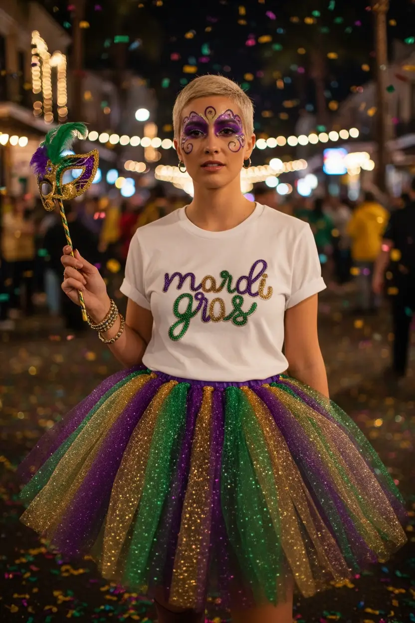Little Daisy Closet Mardi Gras Magic Sequin Letter Tee - T-Shirts