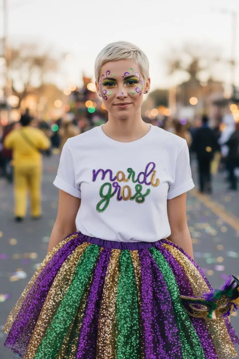 Little Daisy Closet Mardi Gras Magic Sequin Letter Tee - T-Shirts