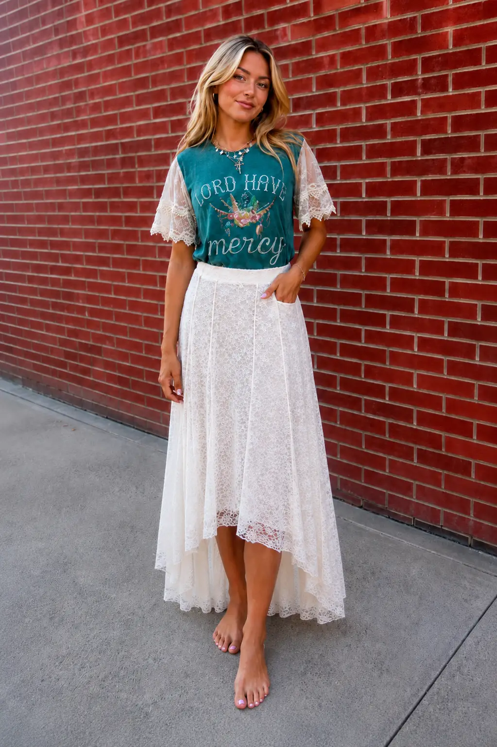 In Loom The Made You Look Lace Floral Skirt - Skirts Lace Overlay Skirt