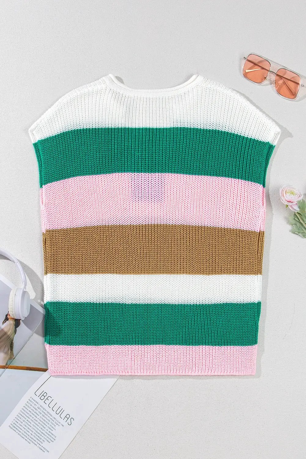 Grateful Threads Boutique Desert Rose Colorblock Notch V-Neck Sweater Top - T-Shirts Multicolor Color Block Notch V Neck Sweater T Shirt