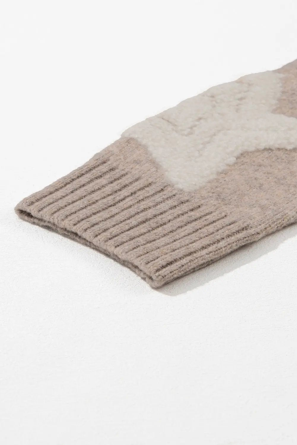 Grateful Threads Boutique Starlight Sherpa Cardigan - Cardigans Khaki Sherpa Star Pattern Textured Sweater Cardigan with Pockets