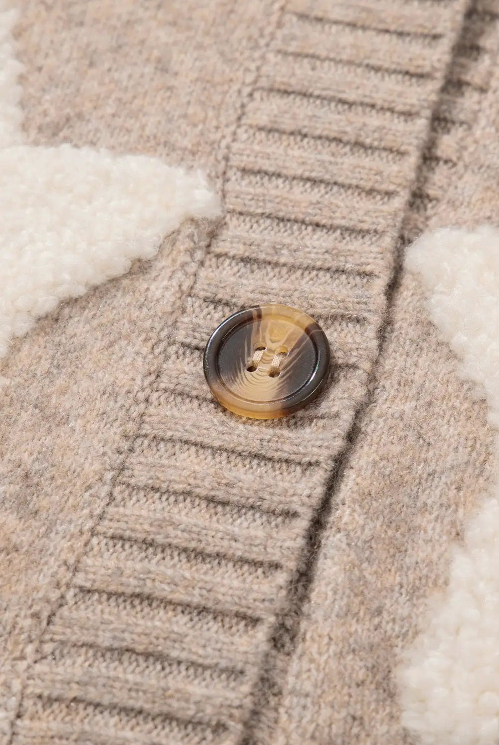 Grateful Threads Boutique Starlight Sherpa Cardigan - Cardigans Khaki Sherpa Star Pattern Textured Sweater Cardigan with Pockets