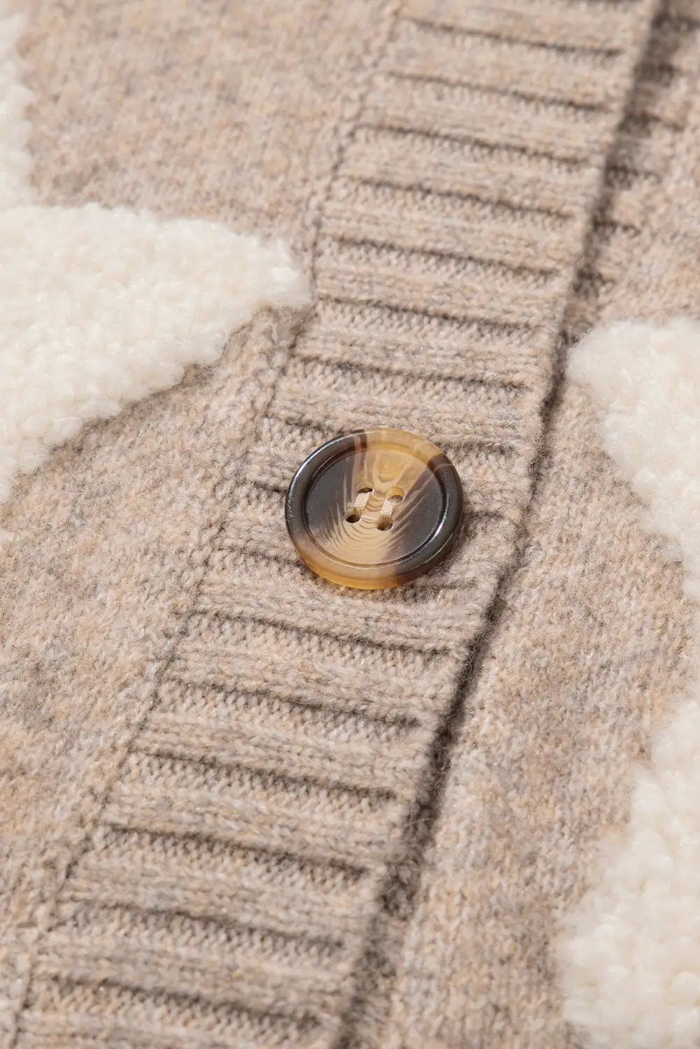 Grateful Threads Boutique Starlight Sherpa Cardigan - Cardigans Khaki Sherpa Star Pattern Textured Sweater Cardigan with Pockets