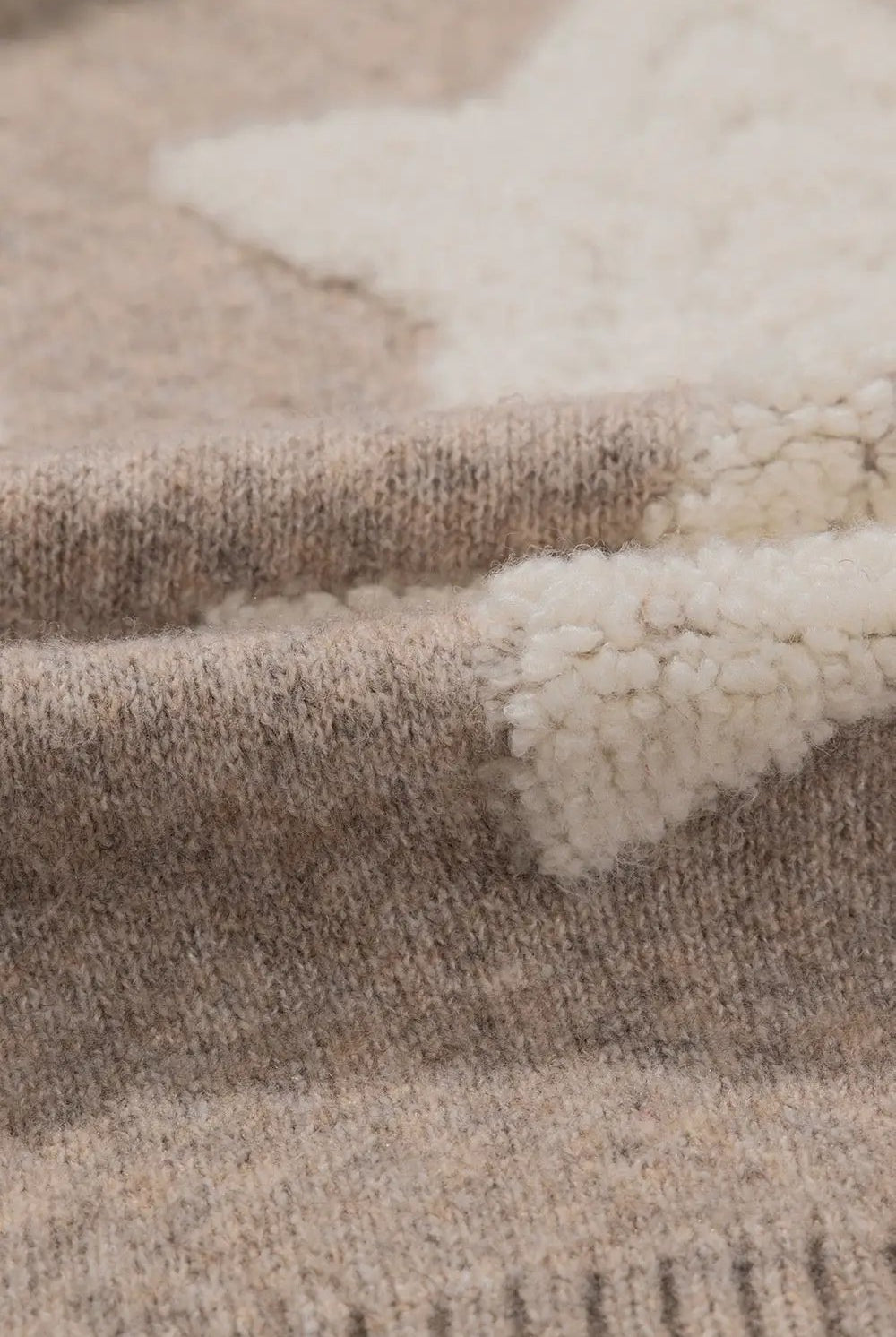 Grateful Threads Boutique Starlight Sherpa Cardigan - Cardigans Khaki Sherpa Star Pattern Textured Sweater Cardigan with Pockets