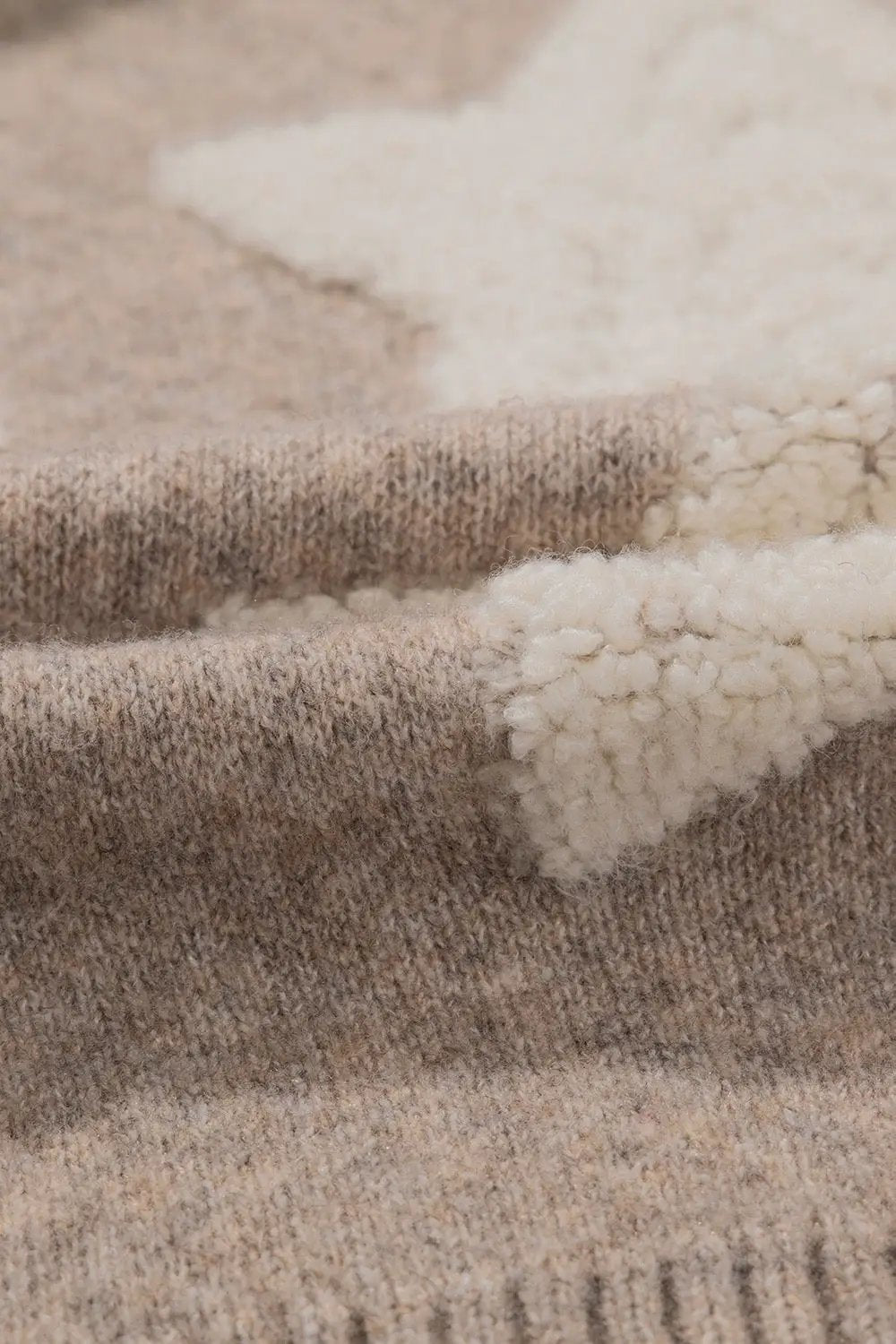 Grateful Threads Boutique Starlight Sherpa Cardigan - Cardigans Khaki Sherpa Star Pattern Textured Sweater Cardigan with Pockets