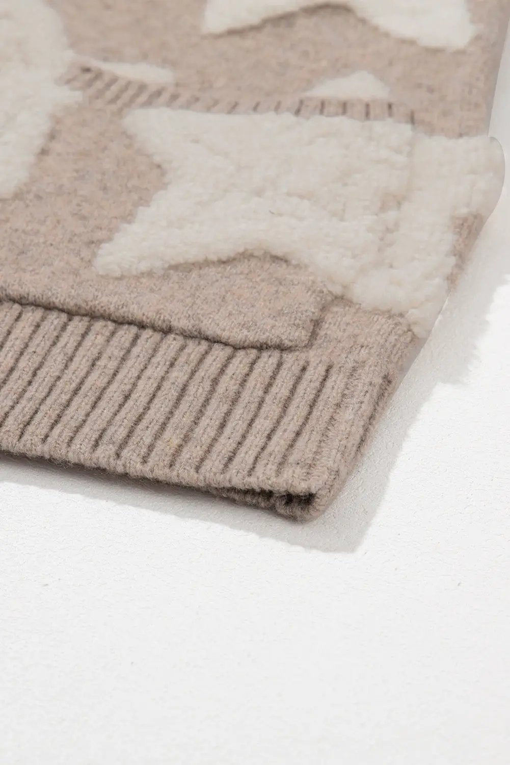 Grateful Threads Boutique Starlight Sherpa Cardigan - Cardigans Khaki Sherpa Star Pattern Textured Sweater Cardigan with Pockets