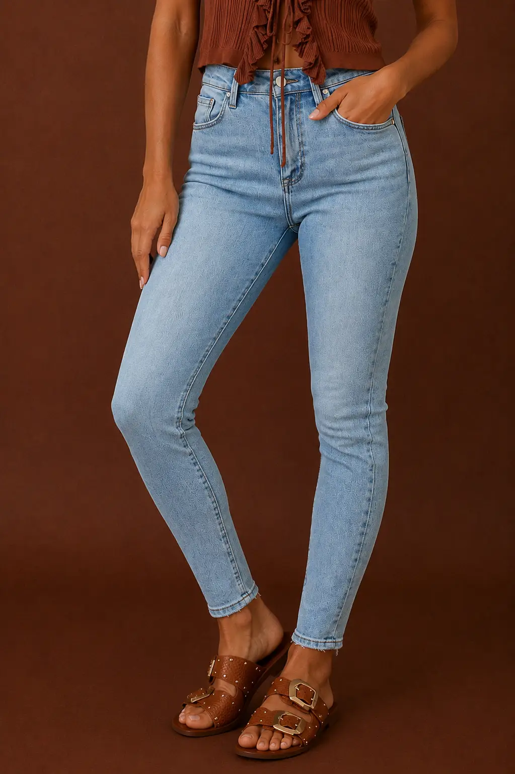 RISEN The Ethereal High Rise Light Wash Skinny Jeans - Jeans