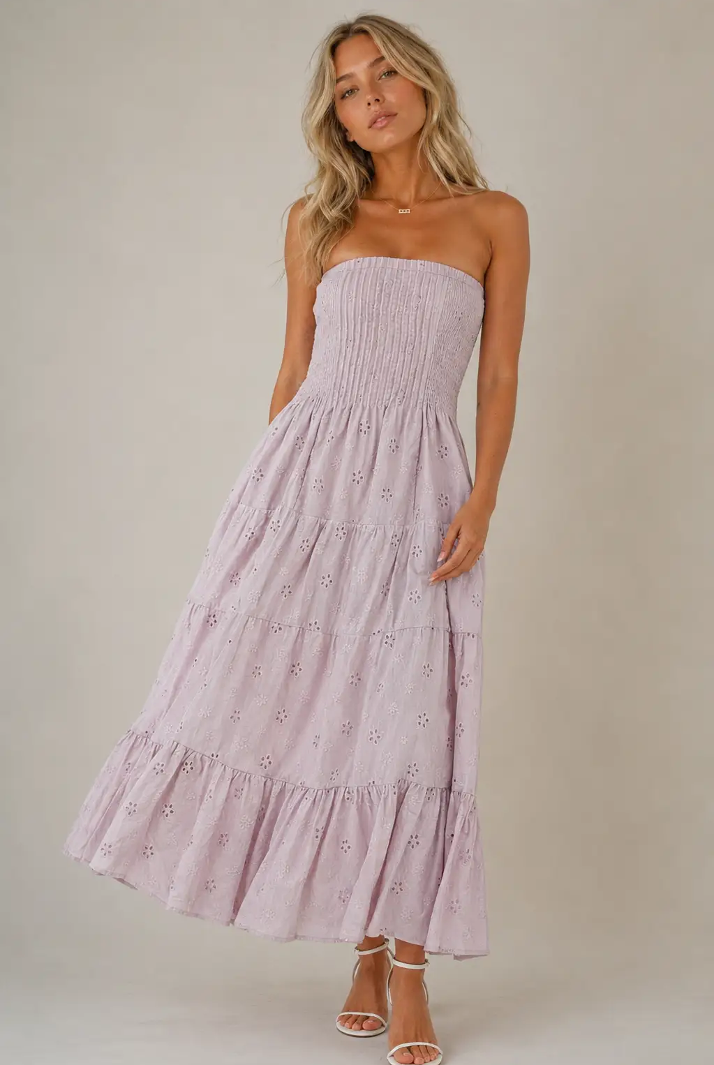 Klesis The Lavender Daydream Eyelet Midi Dress - Dresses
