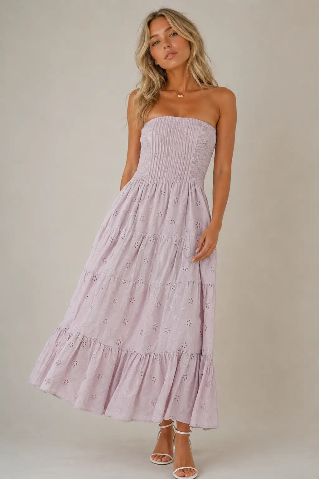 Klesis The Lavender Daydream Eyelet Midi Dress - Dresses