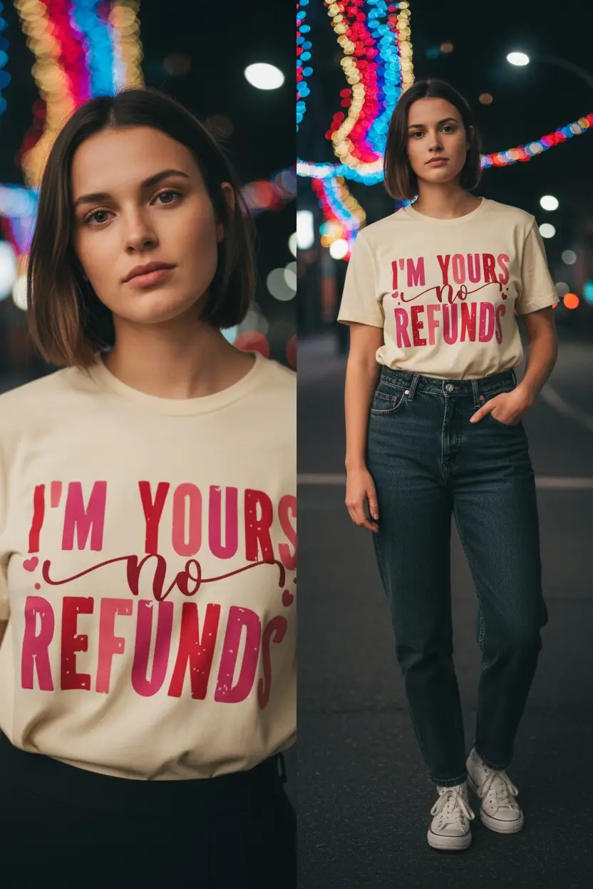 Grateful Threads Boutique I'm Yours No Refunds Crew Neck Graphic Tee - T-Shirts