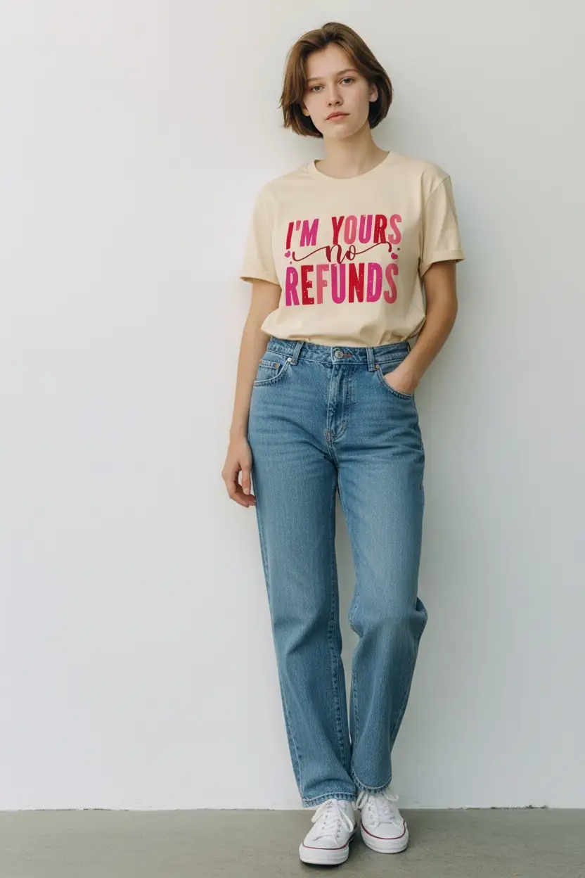 Grateful Threads Boutique I'm Yours No Refunds Crew Neck Graphic Tee - T-Shirts