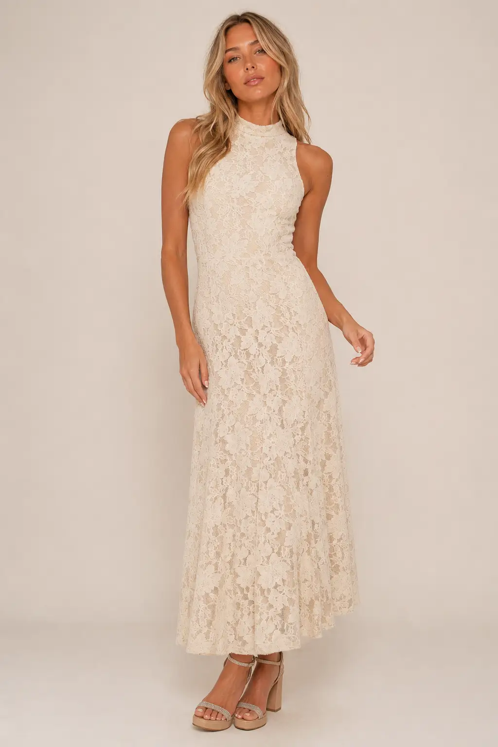 FLYING TOMATO The Soft Grace Lace Midi Dress - Dresses
