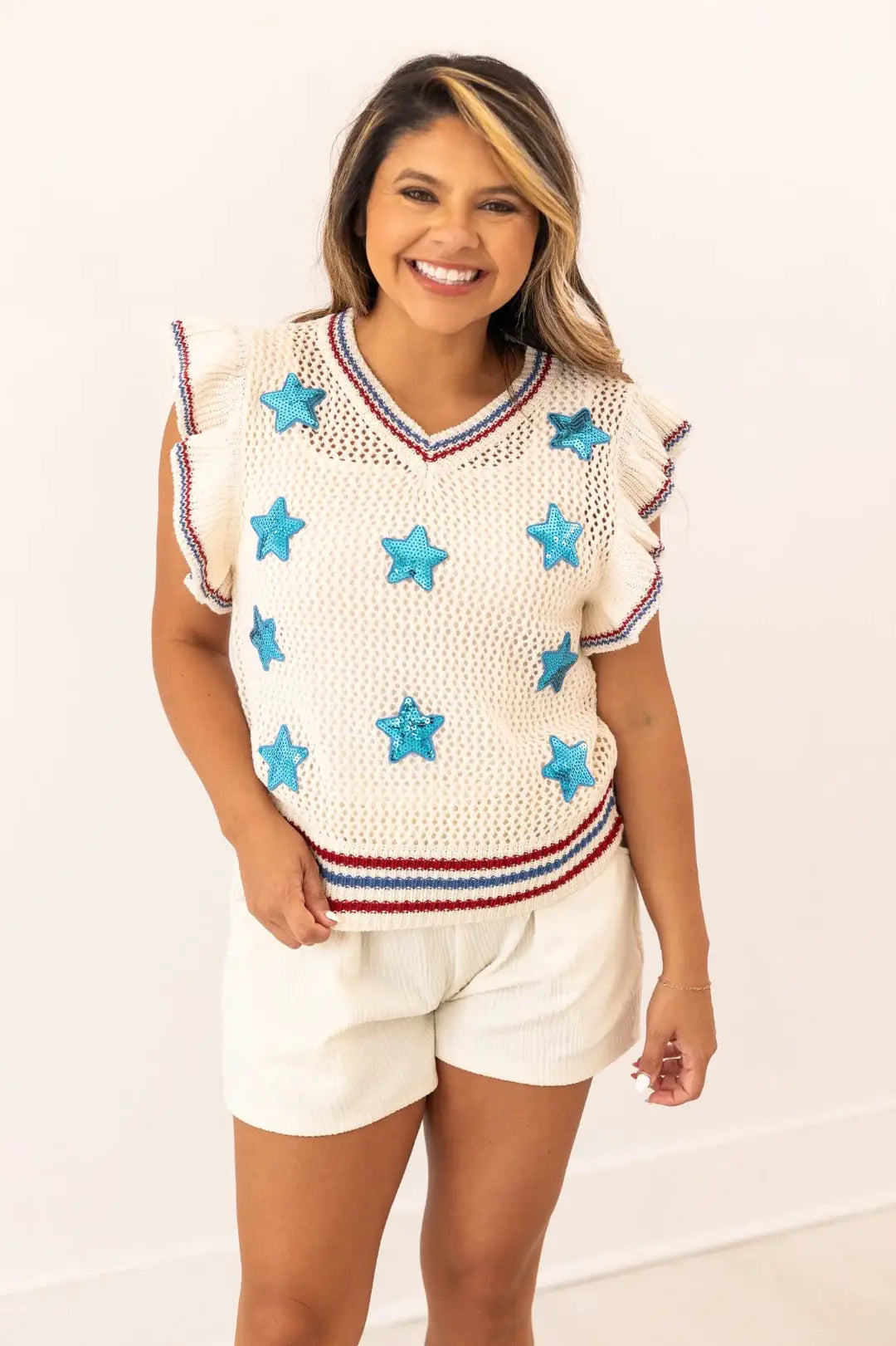 Grateful Threads Boutique Sequin Stars Knit Vest - Vests