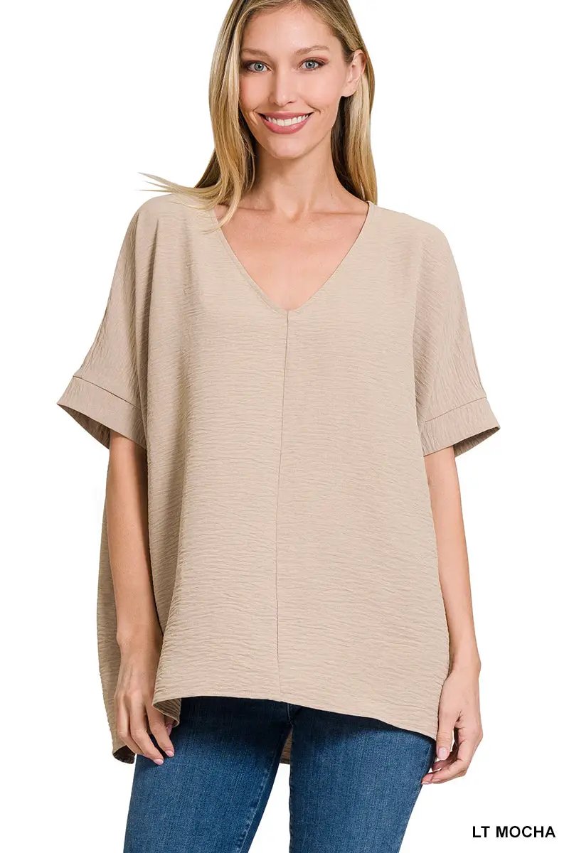Zenana Zenana Airflow Dolman Short Sleeve Top - Clothing Tops airflow dolman sleeve short sleeve top