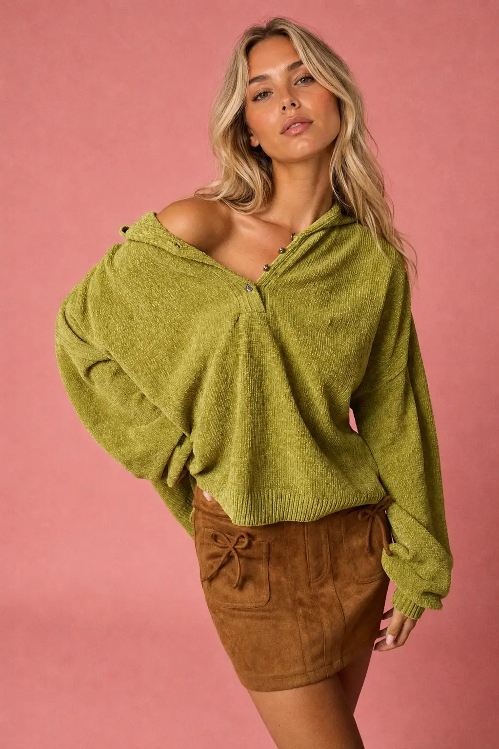 Papermoon The Easy Street Oversized Button Knit Sweater - Sweaters