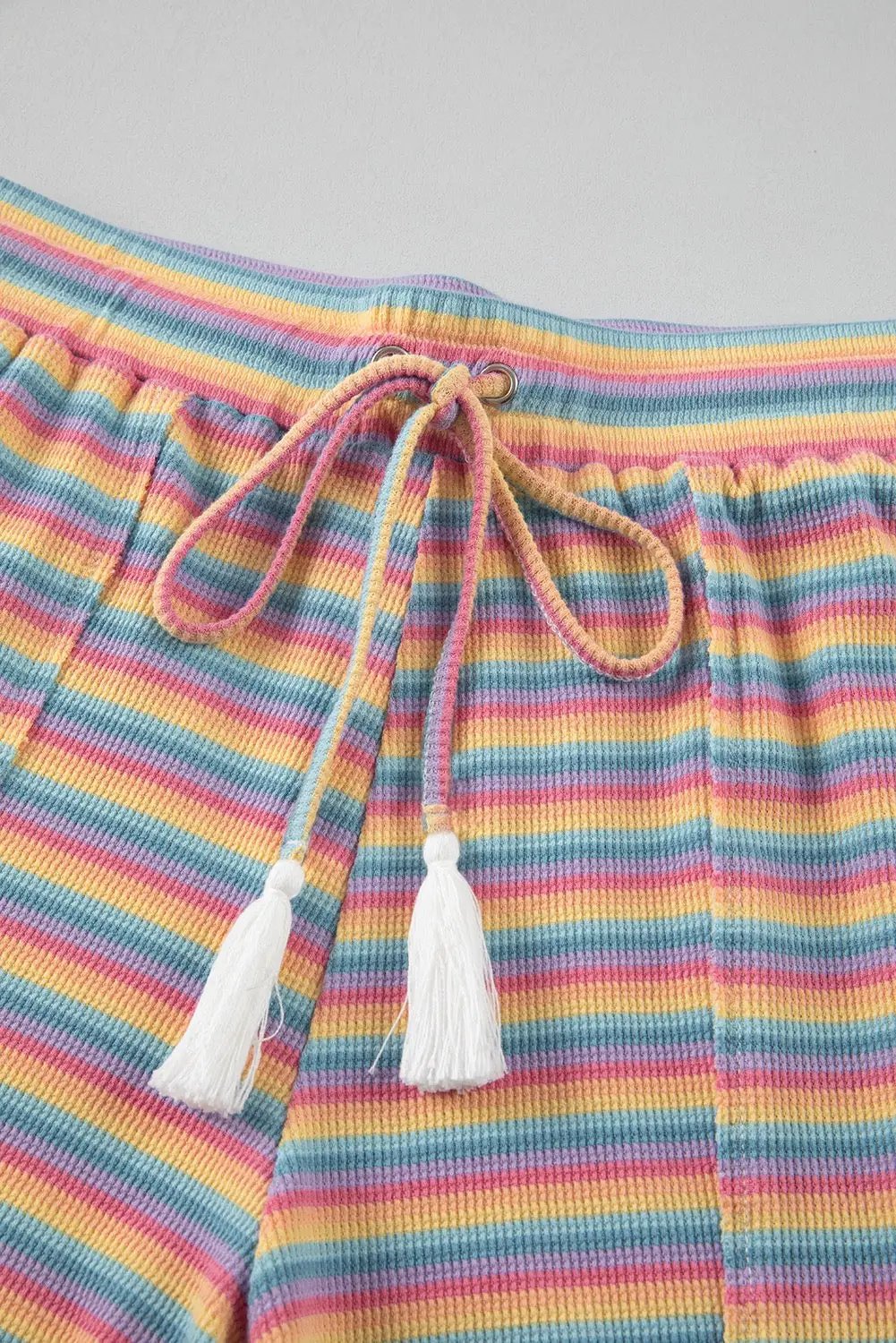 Grateful Threads Boutique Summer Stripes Lounge Set – Tee & Tassel Shorts - Outfit Sets