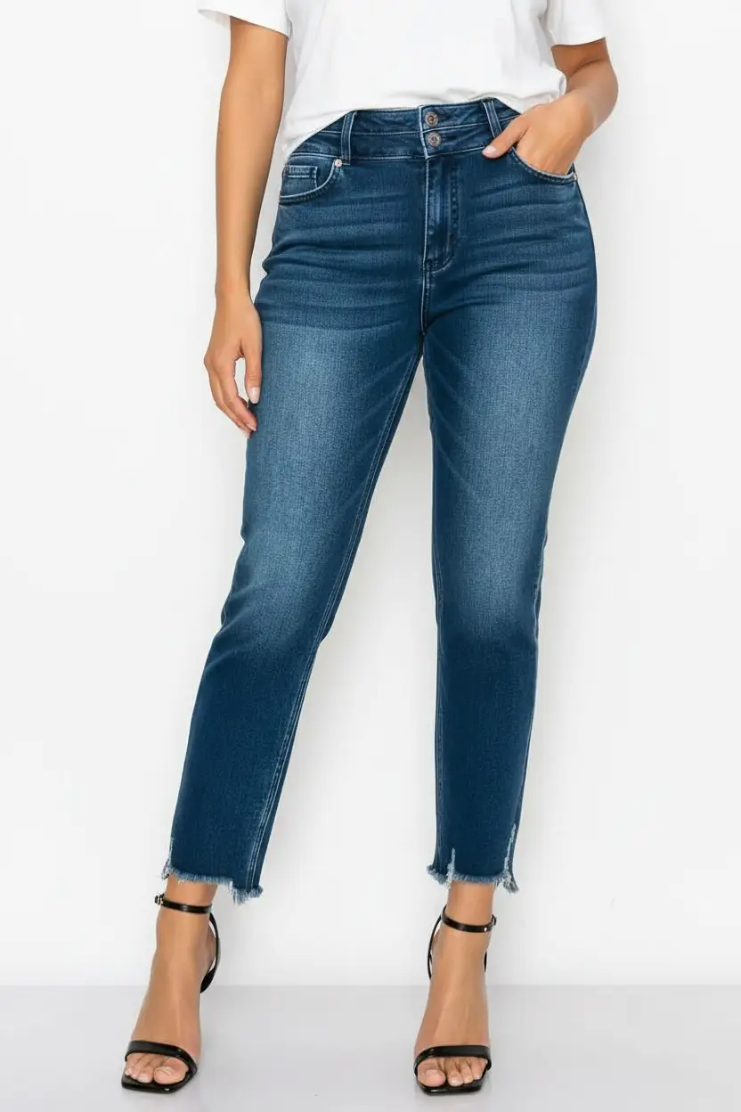 ARTEMIS VINTAGE The Artemis Plus Perfect Sculpted Double Waistband Straight Jeans – Dark Stone Wash - Jeans