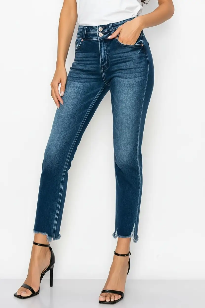 ARTEMIS VINTAGE The Artemis Plus Perfect Sculpted Double Waistband Straight Jeans – Dark Stone Wash - Jeans