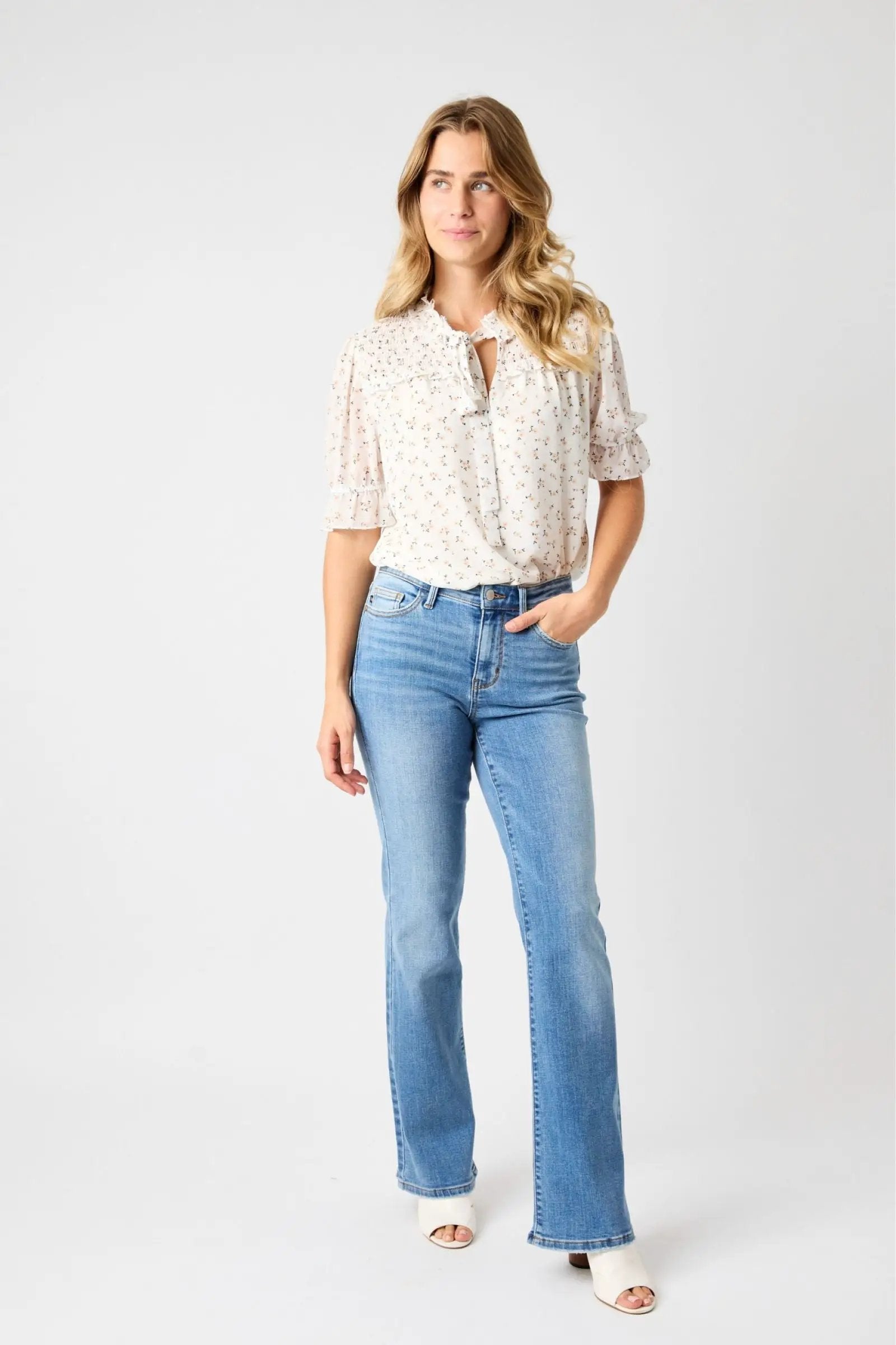 Judy Blue Judy Blue Mid Rise Vintage Medium Wash Bootcut Denim Jeans - Jeans