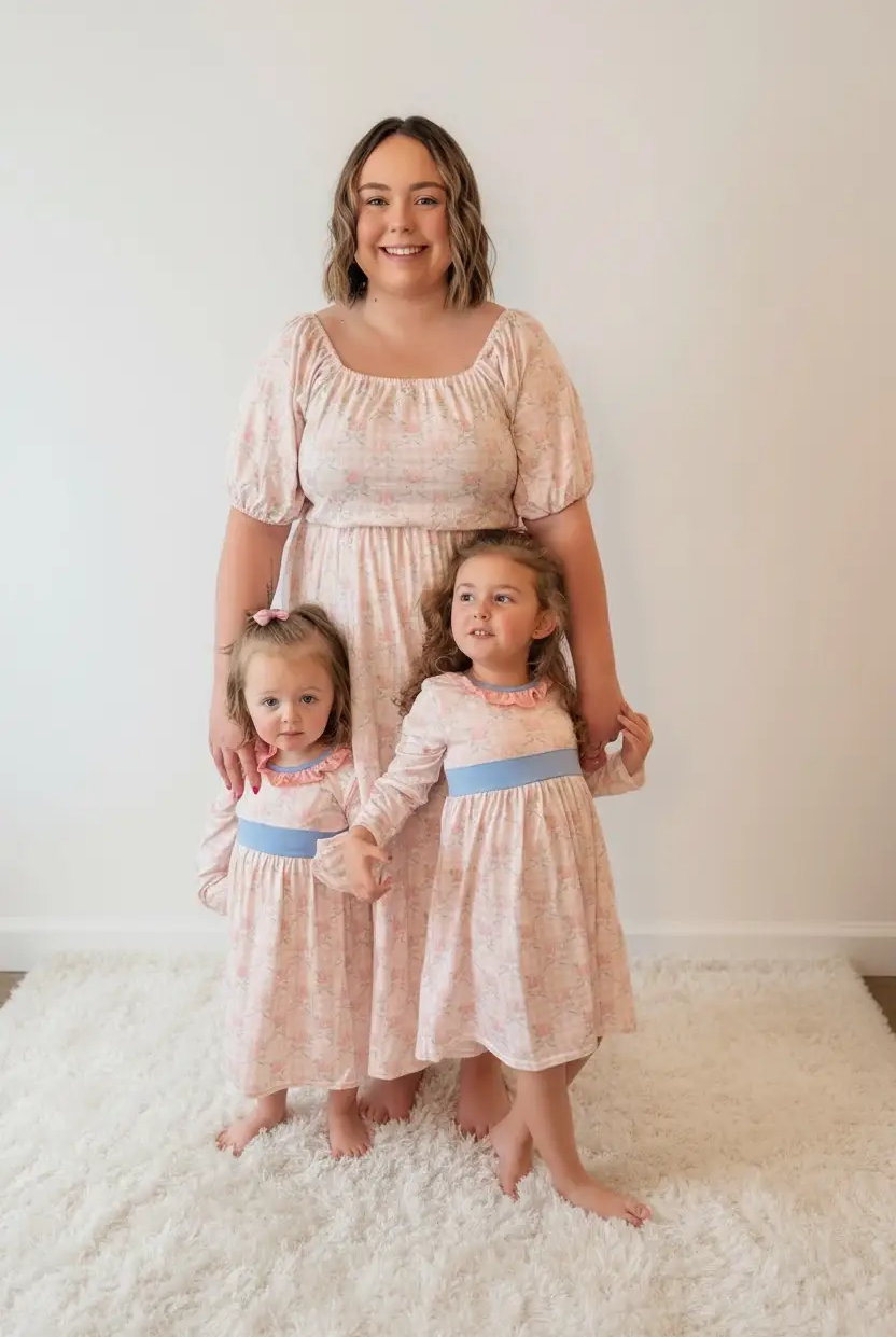 Honeydew Pink Floral Print Ruffle Mommy & Me Dress - MOMMY - Dresses
