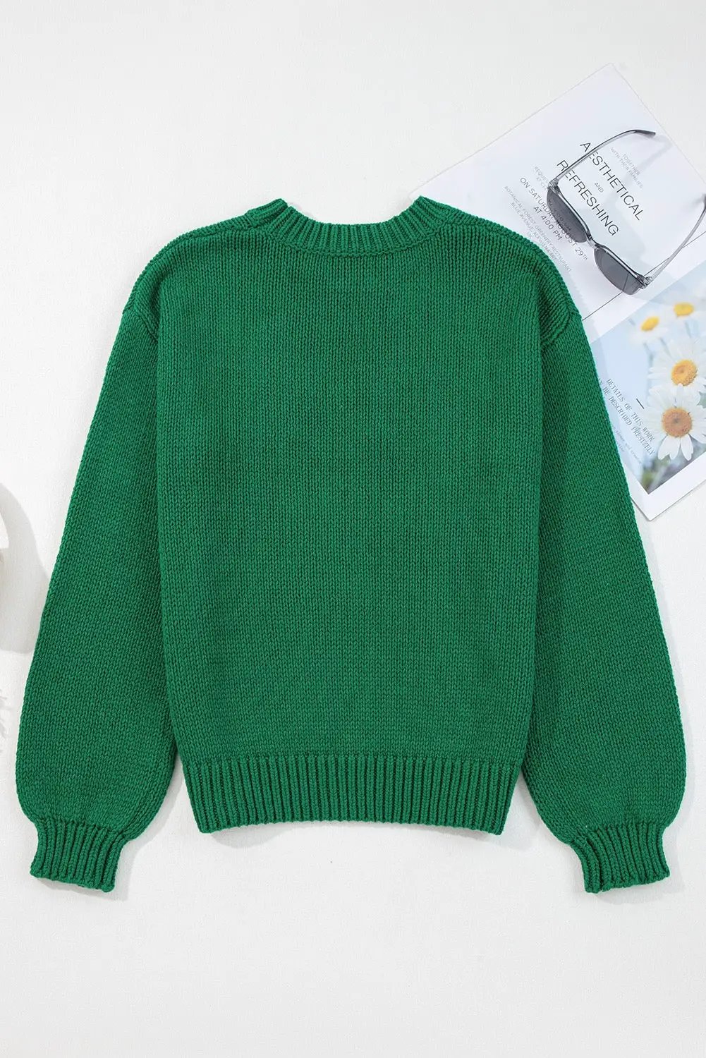 Grateful Threads Boutique Evergreen Plaid Bow Holiday Sweater - Sweaters Evergreen Plaid Bow Graphic Christmas Sweater