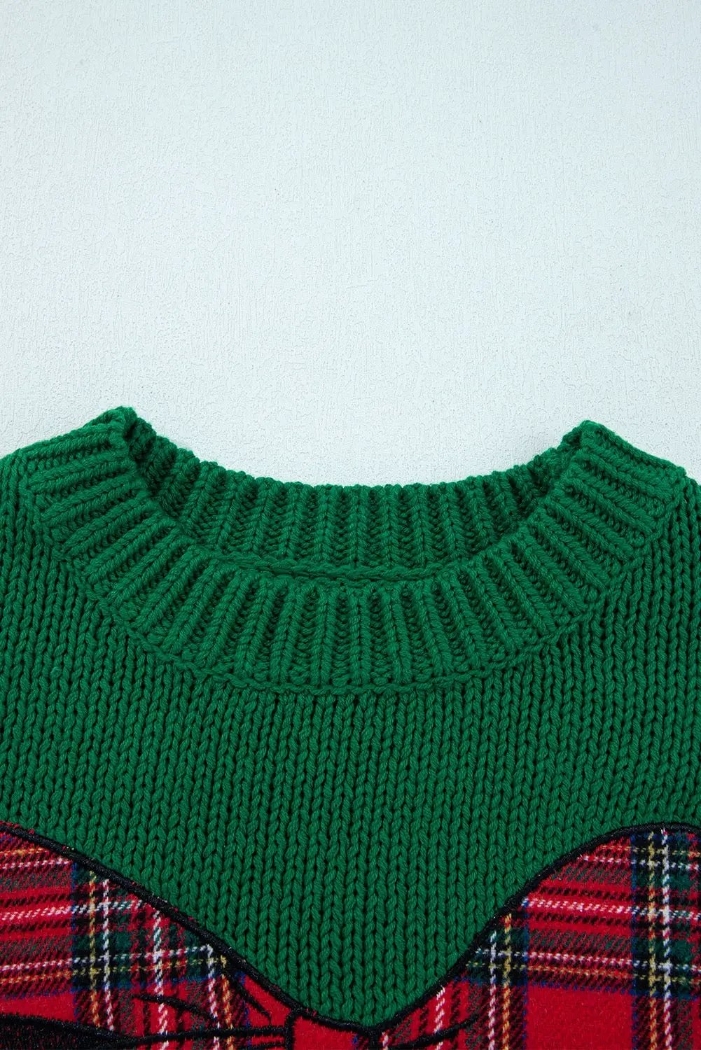 Grateful Threads Boutique Evergreen Plaid Bow Holiday Sweater - Sweaters Evergreen Plaid Bow Graphic Christmas Sweater