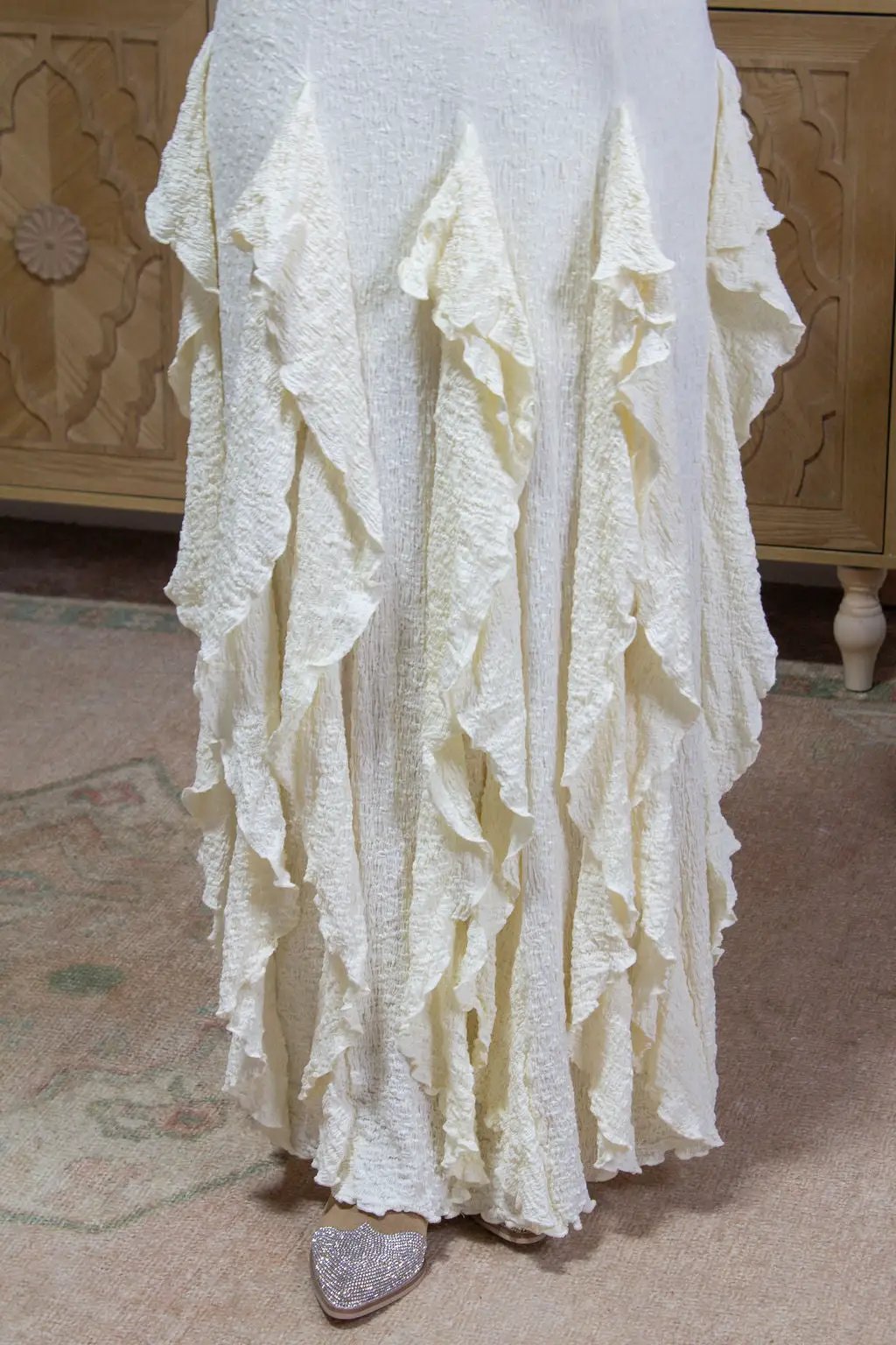 En Crème The Moonlight Waltz Maxi Dress - Dresses Ivory Sleeveless ruffle maxi dress