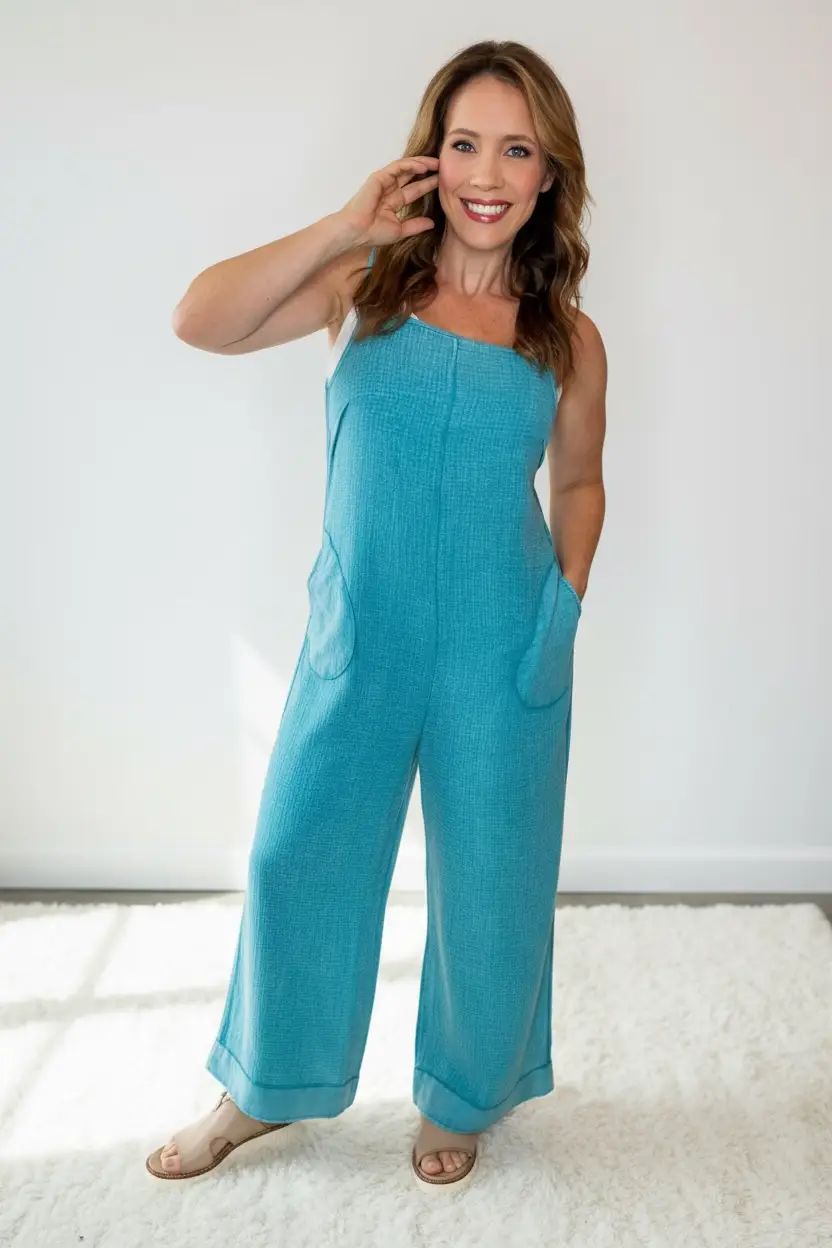 Zenana Zenana Double Gauze Washed Wide Leg Overalls - One-Pieces Zenana Double Gauze Washed Wide Leg Overalls