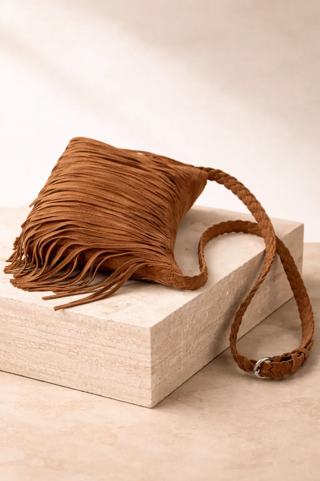 FurDecoration The Desert Dancer Camel Fringe Shoulder Bag - Handbags