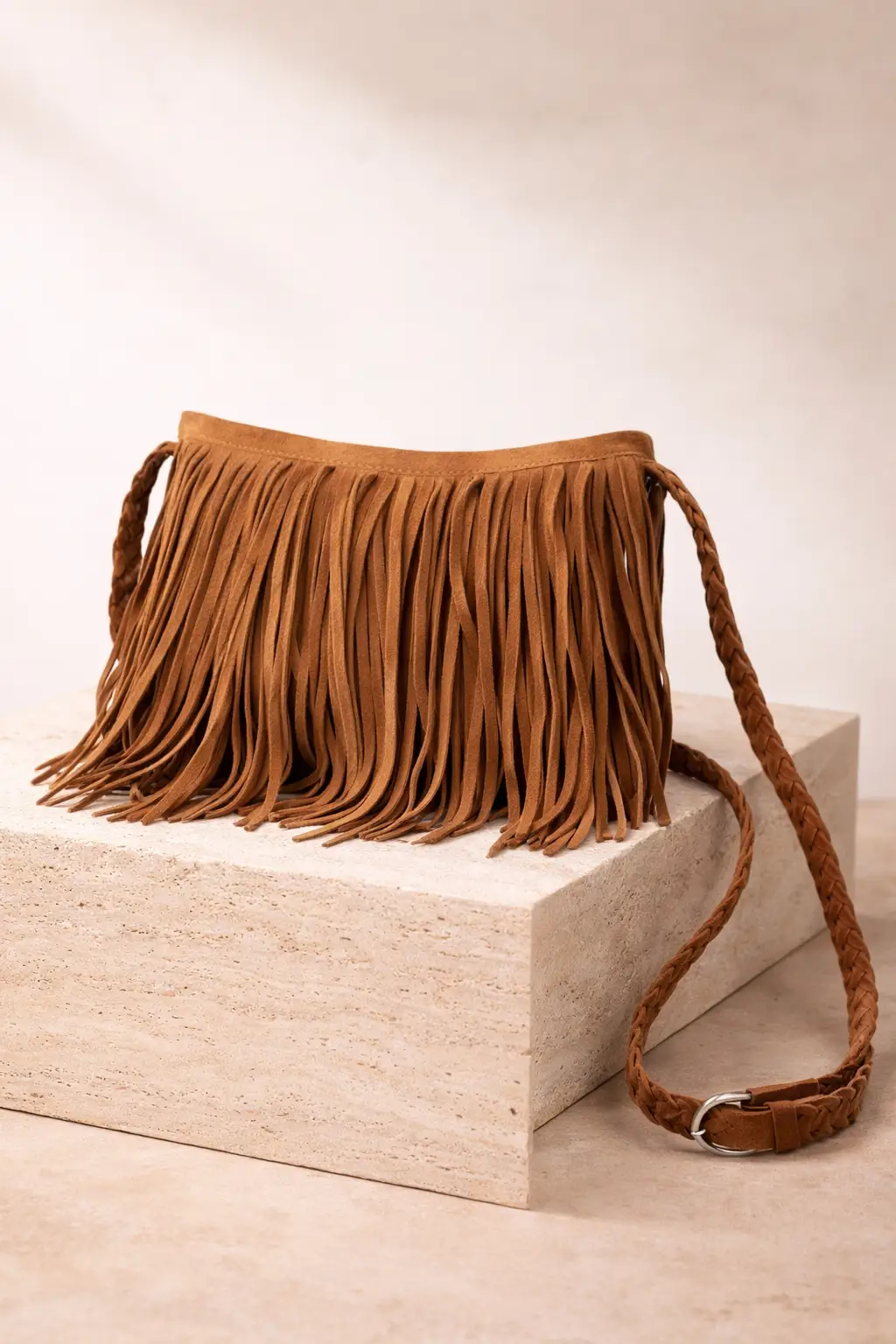 FurDecoration The Desert Dancer Camel Fringe Shoulder Bag - Handbags
