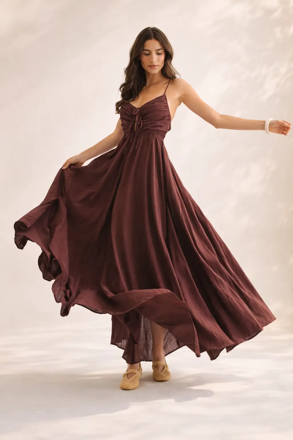 Camellia The Bordeaux Grace Ruched Maxi Dress - Dresses